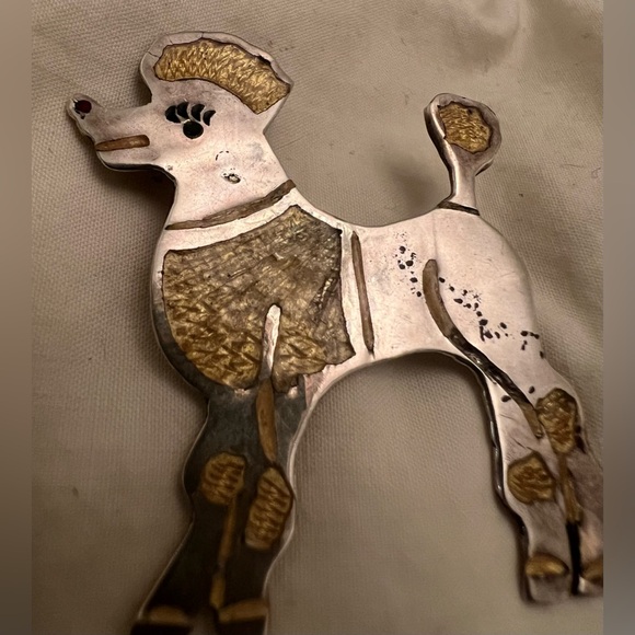 Vintage sterling silver POODLE pin - Picture 7 of 9